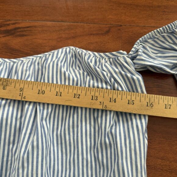 Tularosa Women’s Cropped Off Shoulder Striped Top Blue & White Size S - Picture 5 of 12